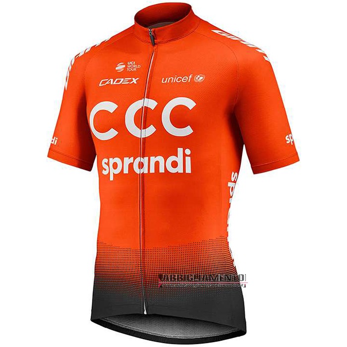 Abbigliamento CCC Team 2020 Manica Corta e Pantaloncino Con Bretelle Arancione Nero - Clicca l'immagine per chiudere